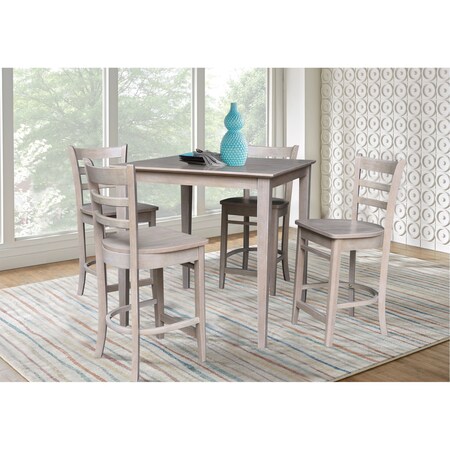 International Concepts 36 in. x 36 in. Counter Height Table with 4 Emily Counter Height Stools - 5 Piece Set K09-3636-S6172-4
